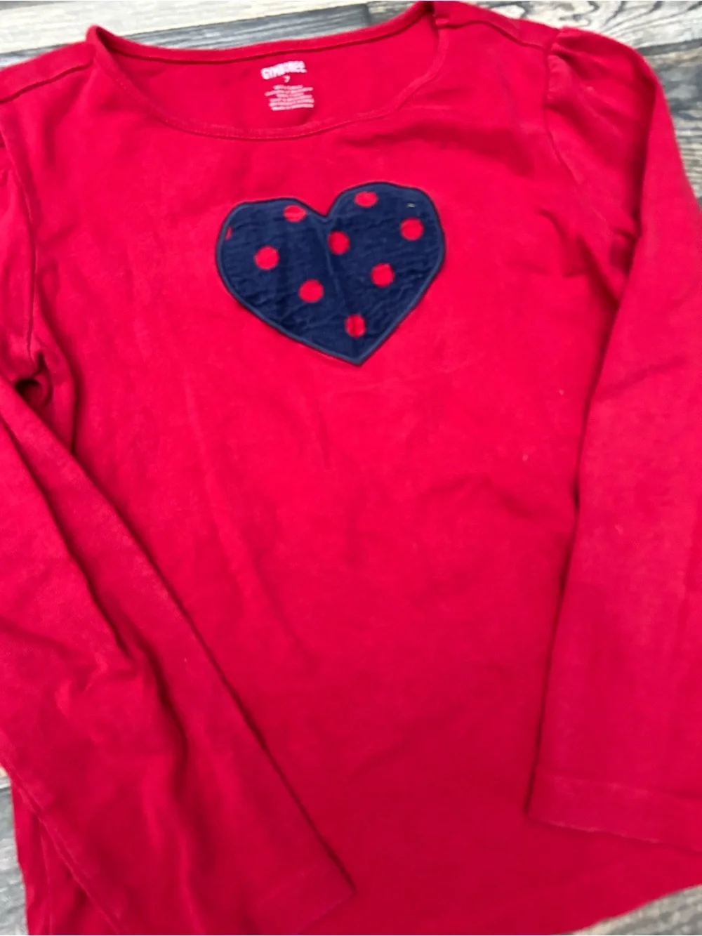 Gymboree 100% Cotton Y2K Corduroy Polka Dot Heart Red Long Sleeve Size‎ 7